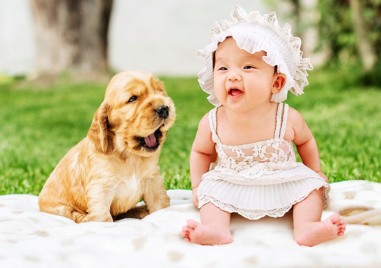 bebé-disfrutando-de-la-compañia-de-un-perrito